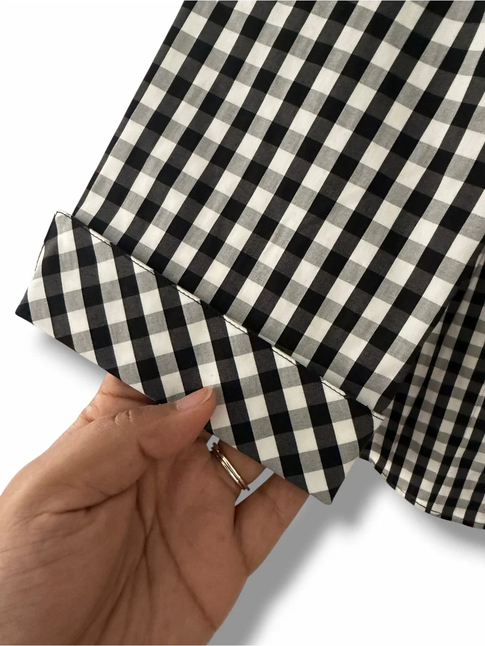 Lafayette 148 NY Black & White Gingham Button Down Shirt Poplin Classic Size 12 - Picture 7 of 11